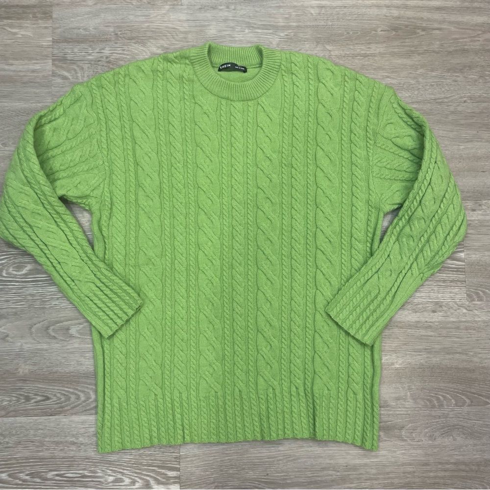 Shein Pastel Green Cable Knit Sweater